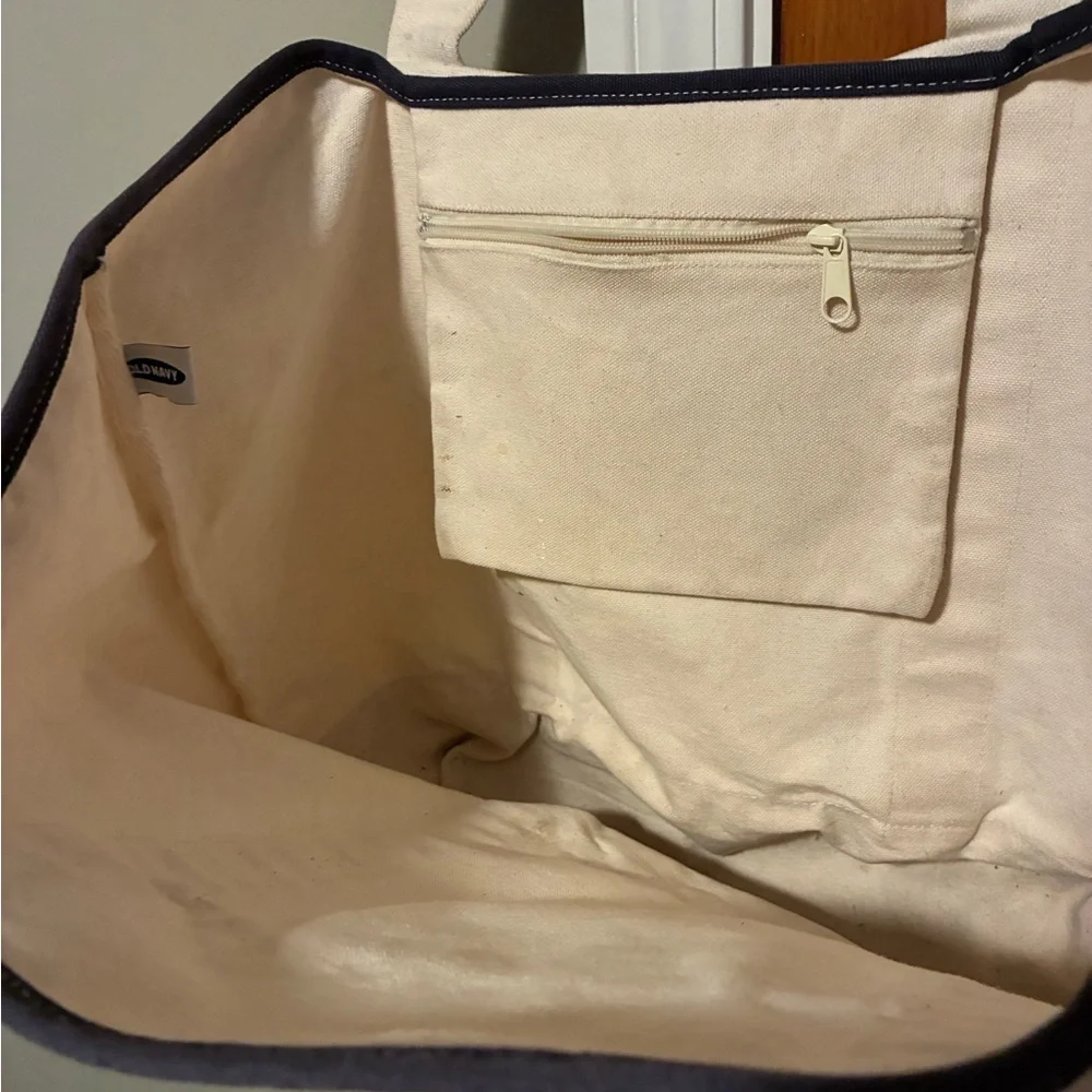 Old Navy 2001 Vintage Canvas Tote Bag - Navy and Cream - Picture 3 of 6